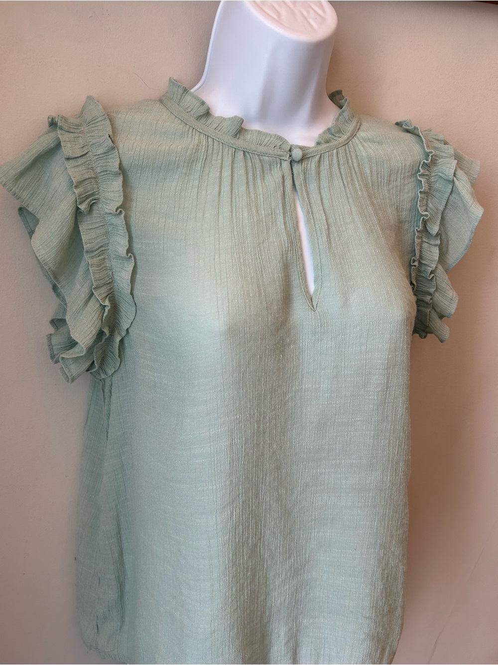 🟢 5 for $25 🟢 MINE Seafoam Green Ruffle Sleeve Blouse Mermaidcore Coastal Cowgir